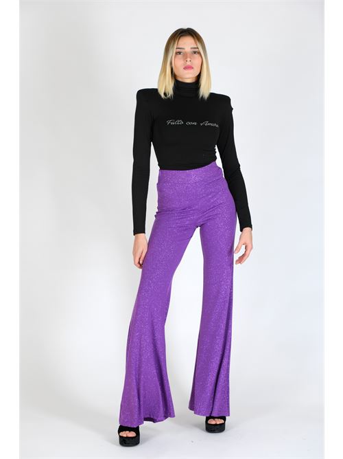 pantalone zampa lurex Giulia N Couture | GI2368VIOLA